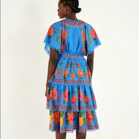 Farm Rio Women's Tropical Tapestry Layered Midi Dress - Blue - Picture 5 of 6